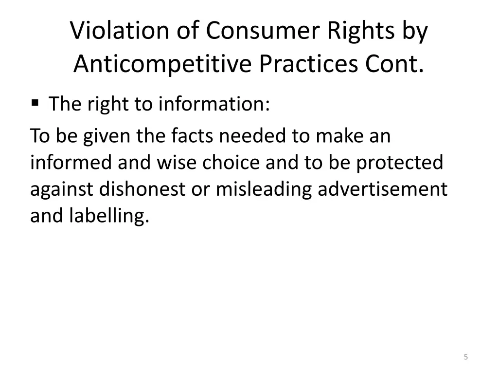 violation of consumer rights by anticompetitive 1