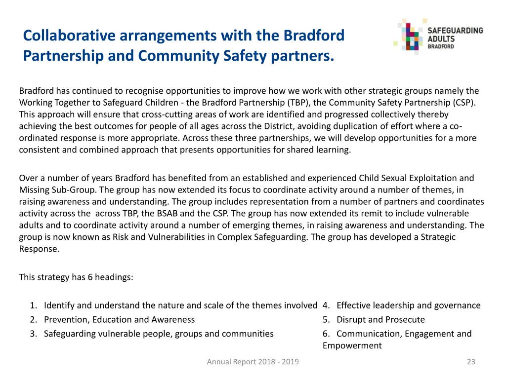 collaborative arrangements with the bradford