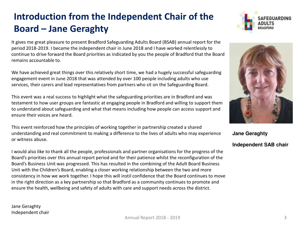 introduction from the independent chair