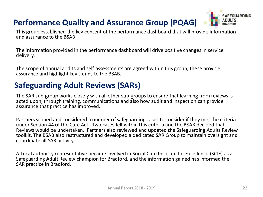 performance quality and assurance group pqag this