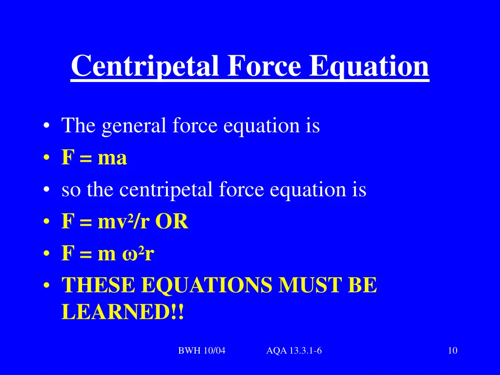 centripetal force equation