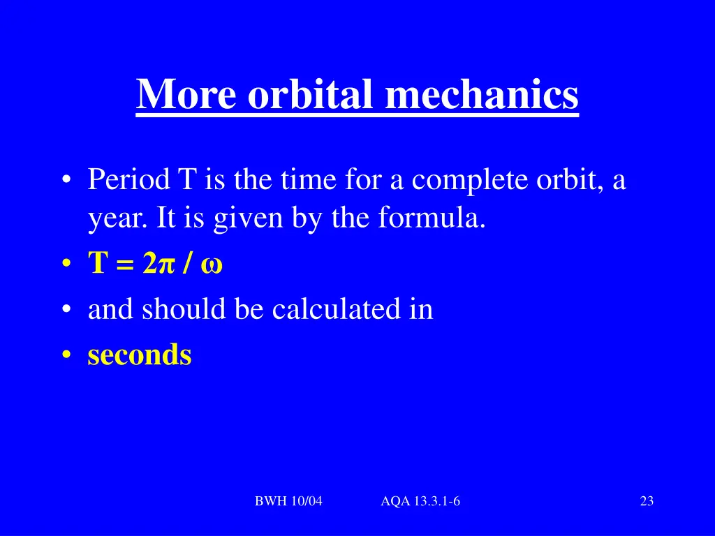 more orbital mechanics