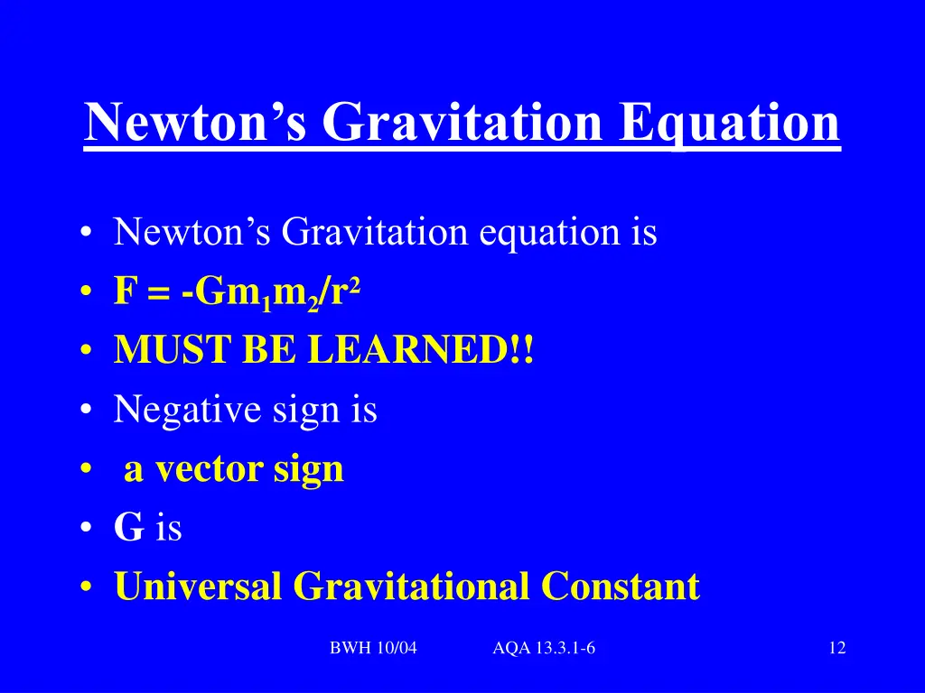 newton s gravitation equation