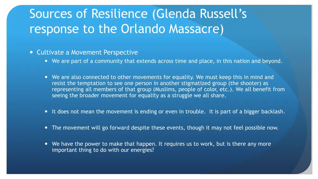 sources of resilience glenda russell s response