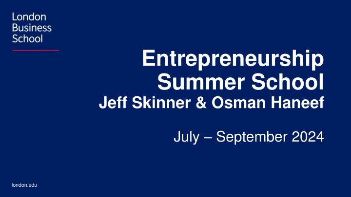 entrepreneurship summer school jeff skinner osman