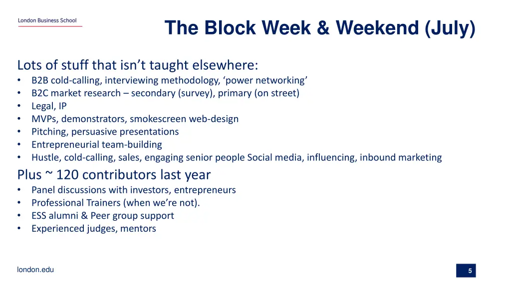 the block week weekend july