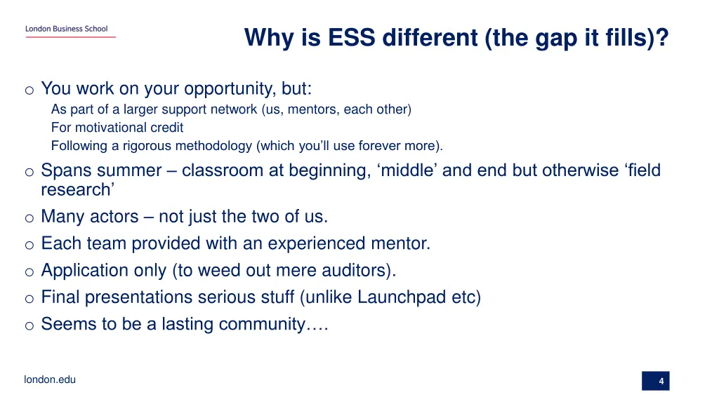 why is ess different the gap it fills