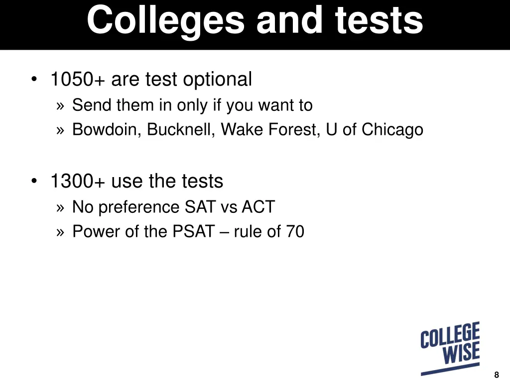 colleges and tests