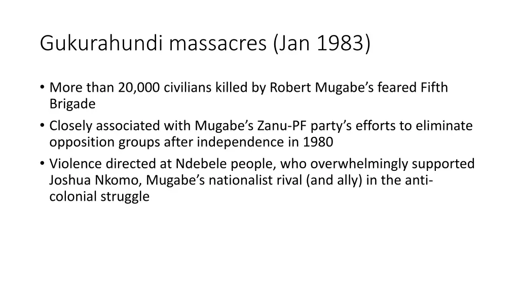 gukurahundi massacres jan 1983