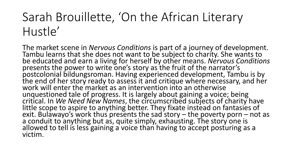 sarah brouillette on the african literary hustle 2