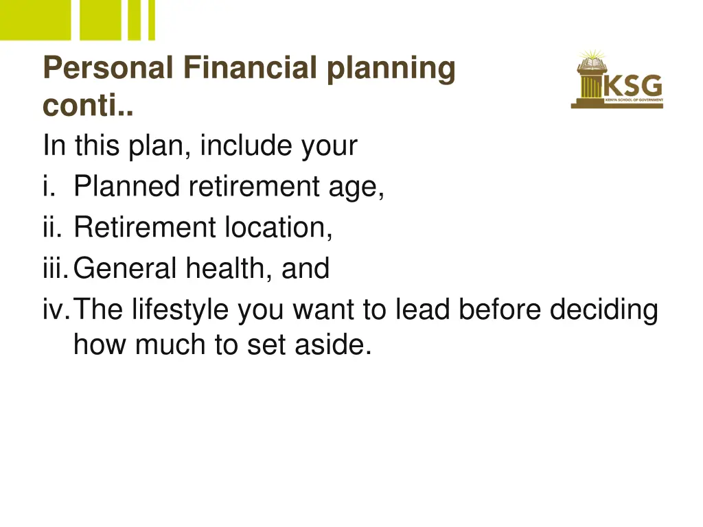 personal financial planning conti in this plan