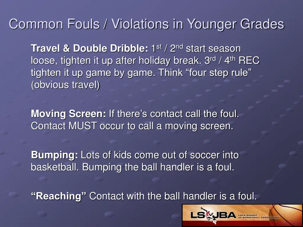 common fouls violations in younger grades