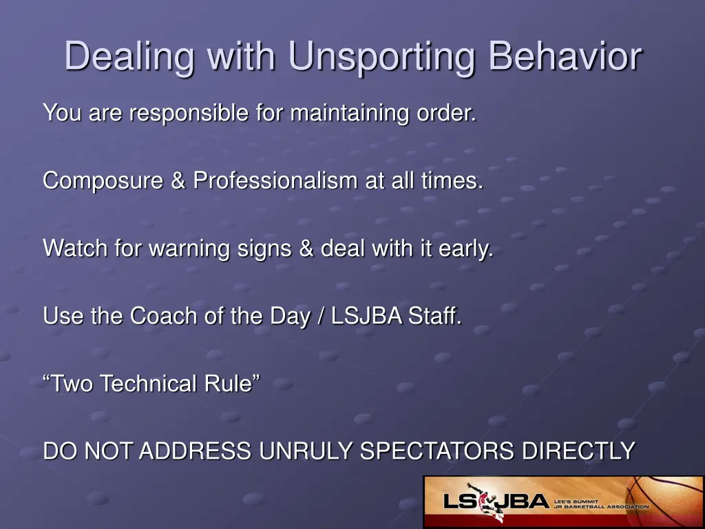 dealing with unsporting behavior