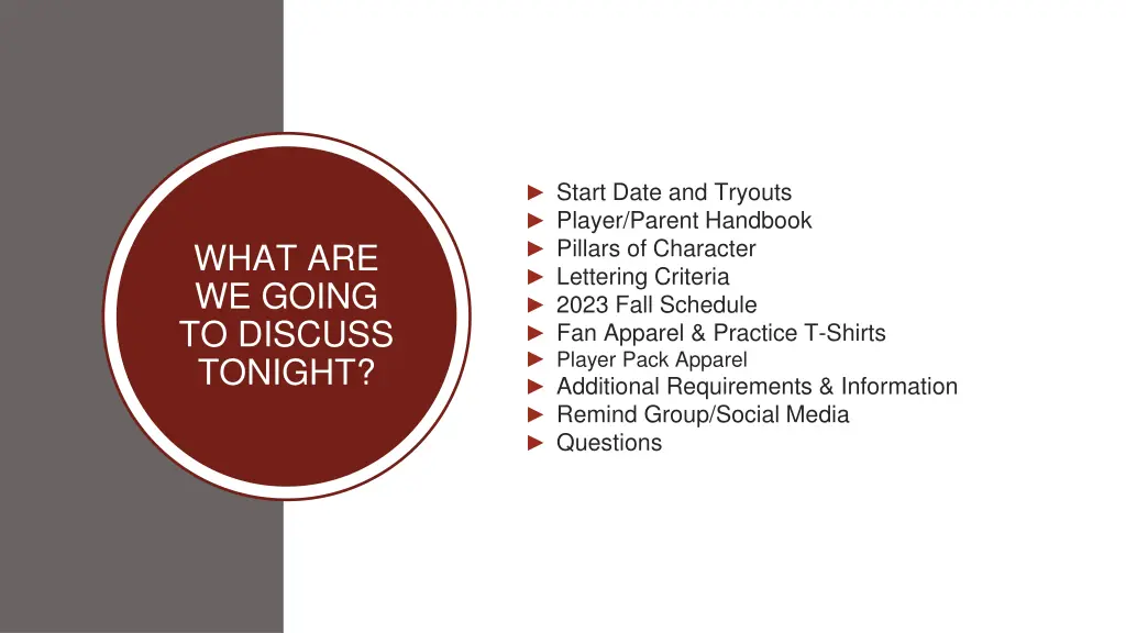 start date and tryouts player parent handbook