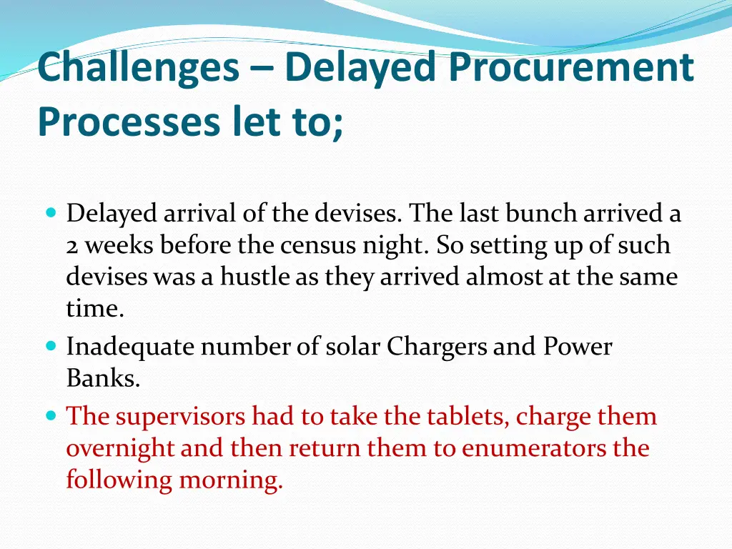 challenges delayed procurement processes let to 1