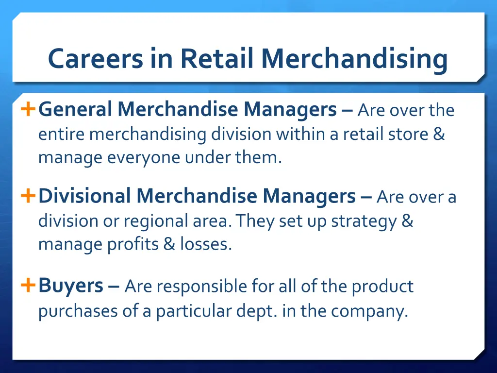 careers in retail merchandising 1