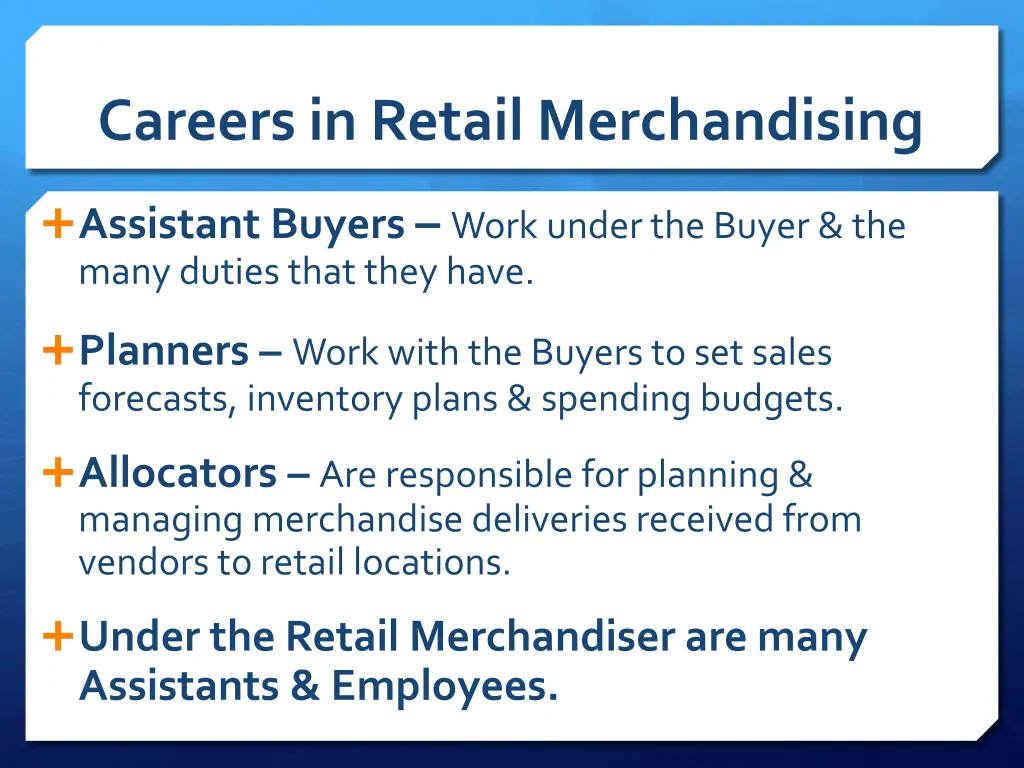 careers in retail merchandising 2