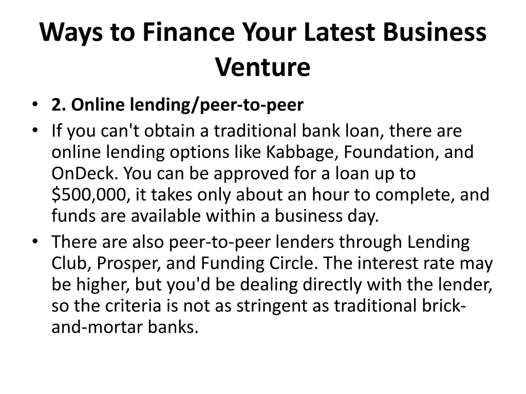 ways to finance your latest business venture