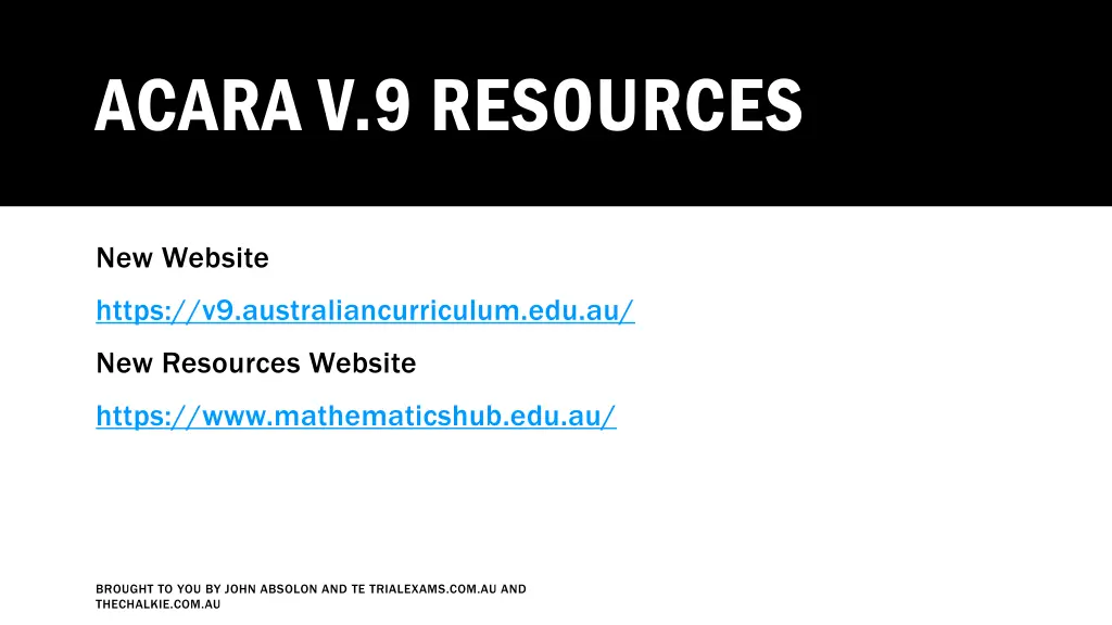 acara v 9 resources