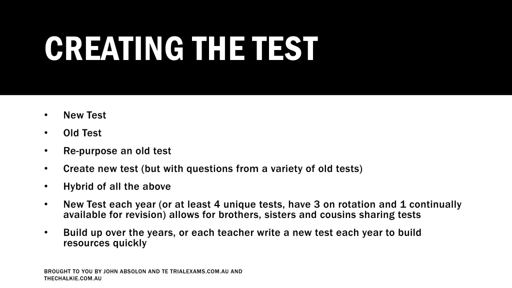 creating the test