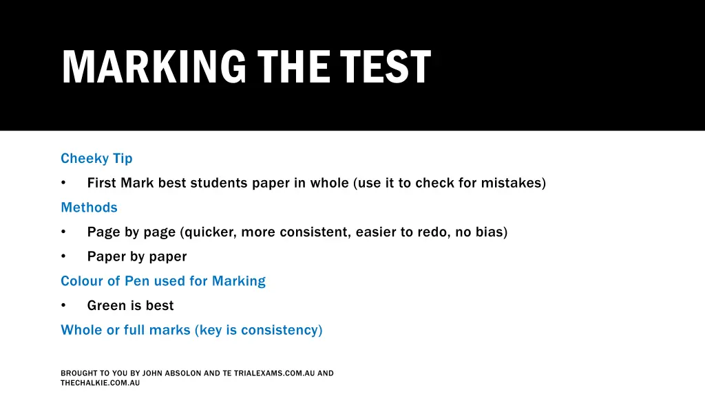 marking the test