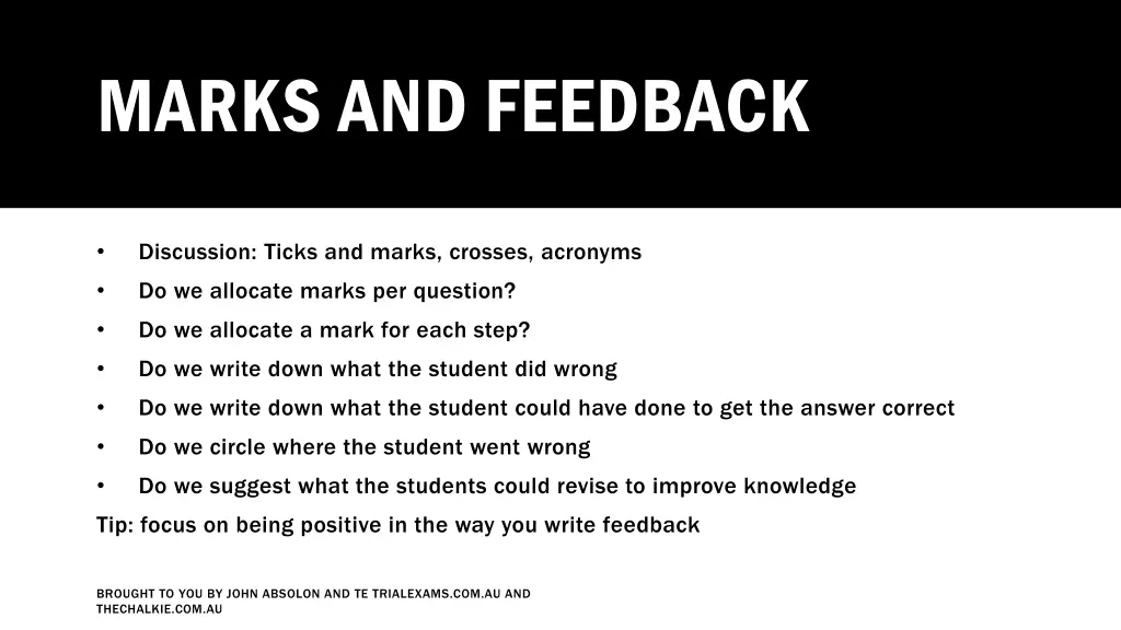 marks and feedback