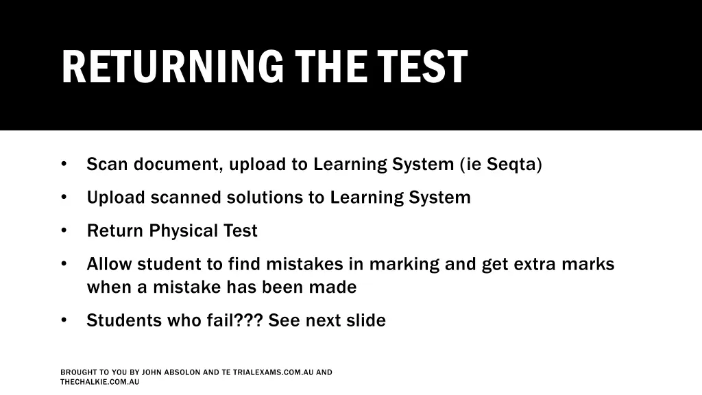 returning the test