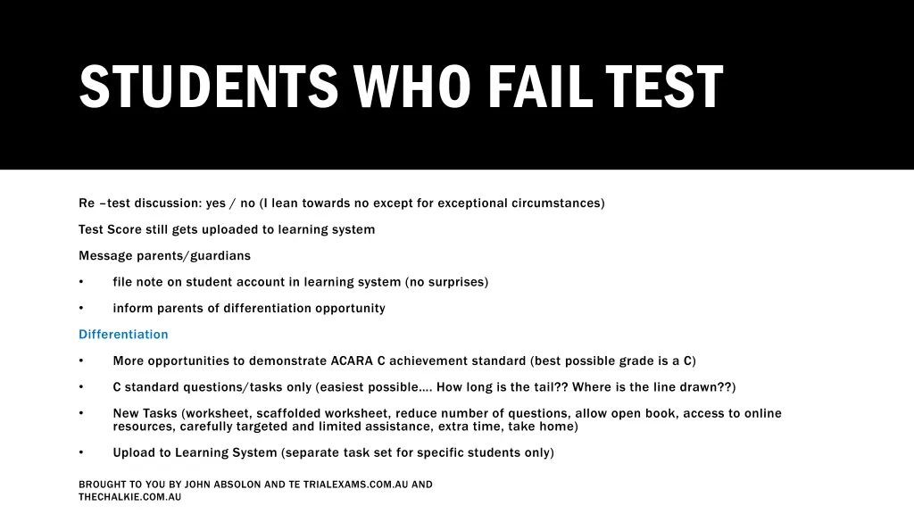 students who fail test