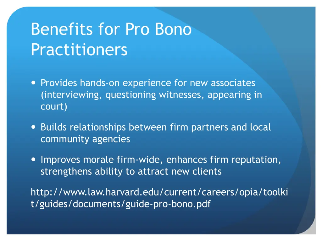 benefits for pro bono practitioners 3