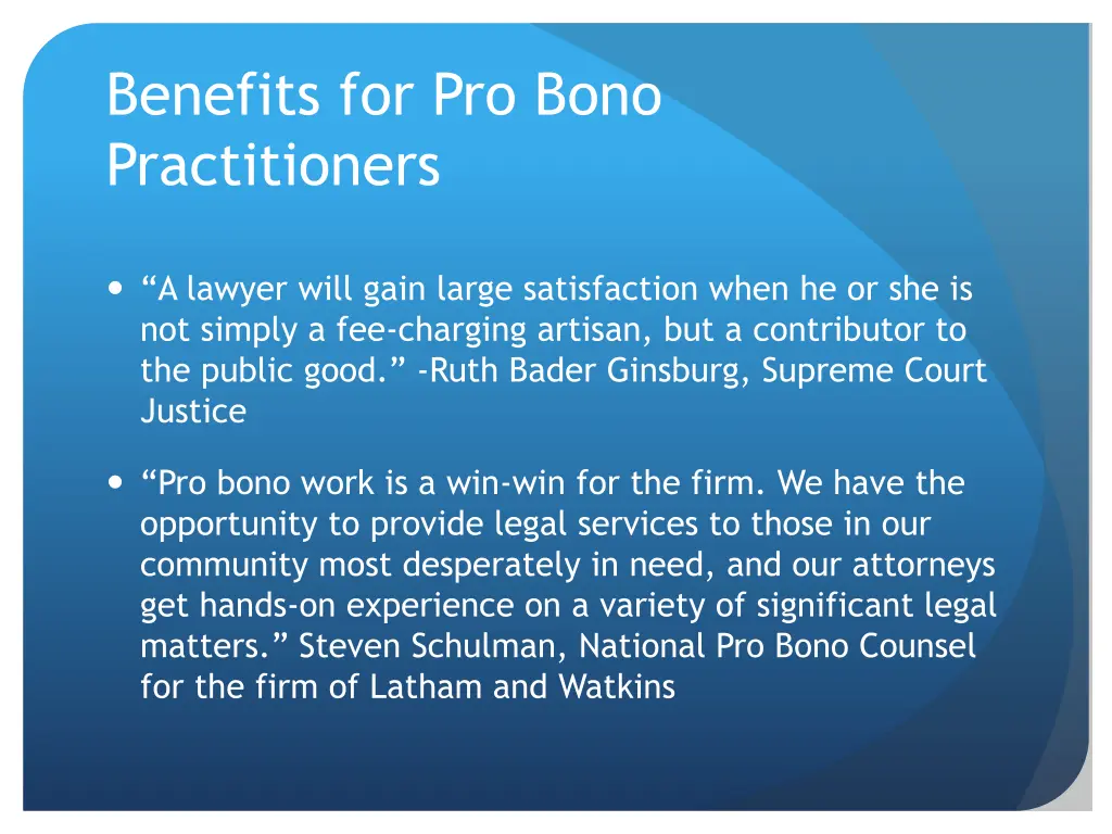 benefits for pro bono practitioners 4