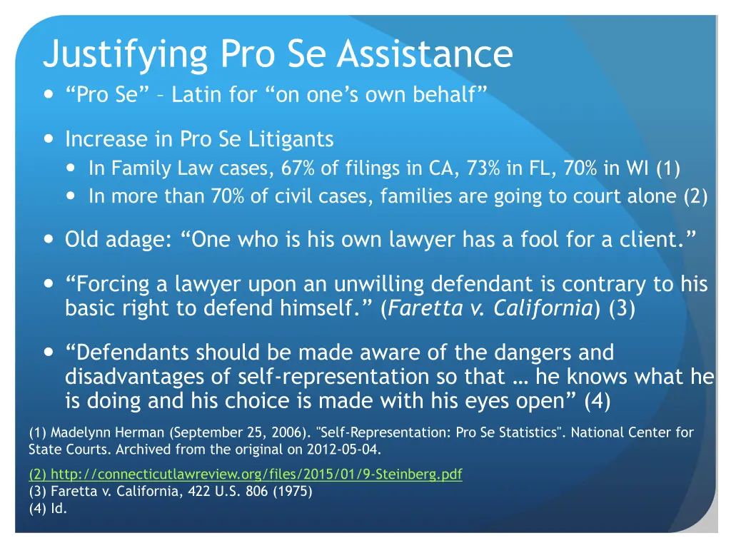 justifying pro se assistance pro se latin