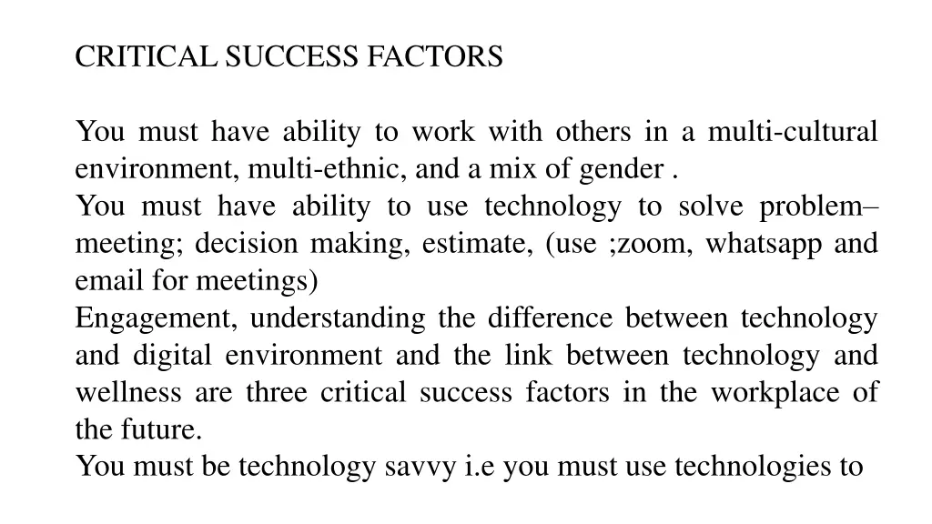 critical success factors you must have ability