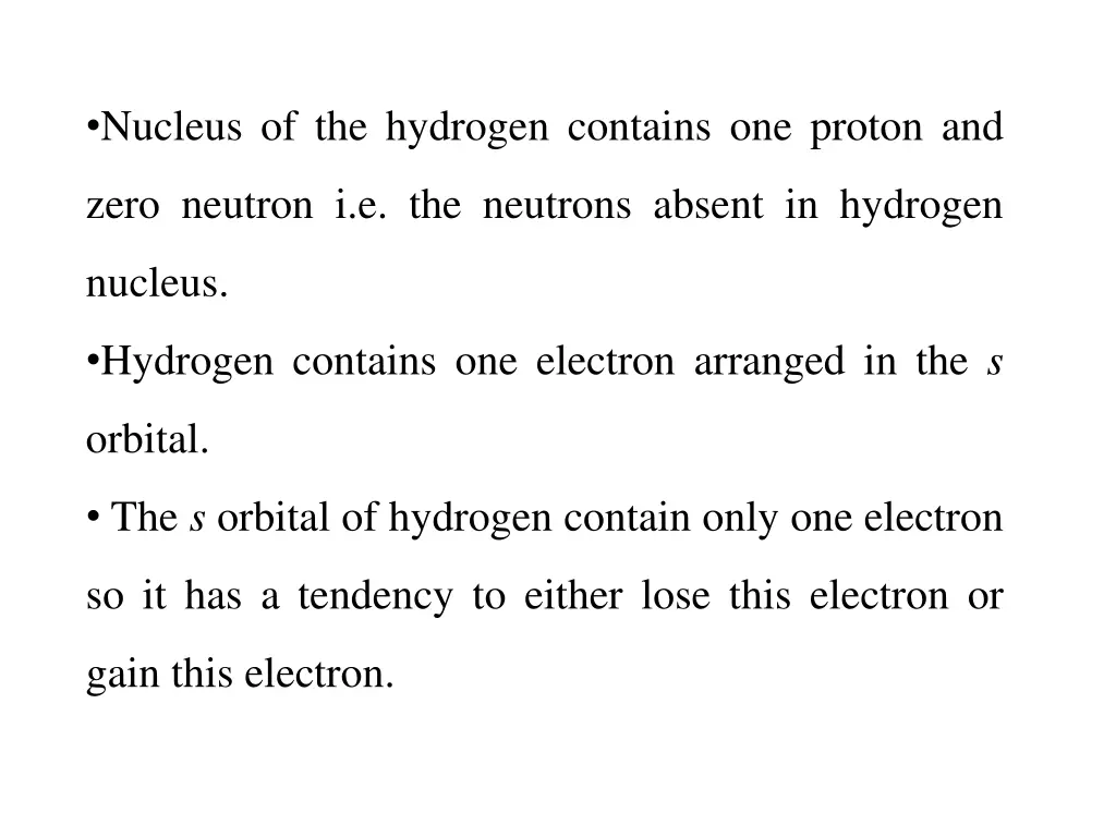 nucleus of the hydrogen contains one proton and