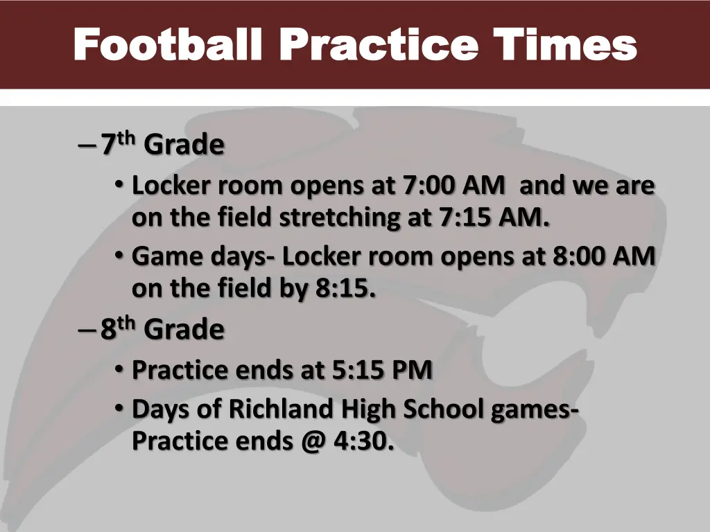 football practice times football practice times