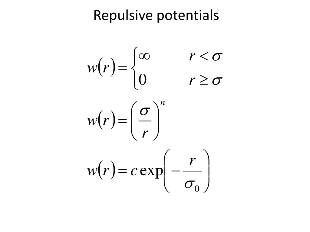 repulsive potentials