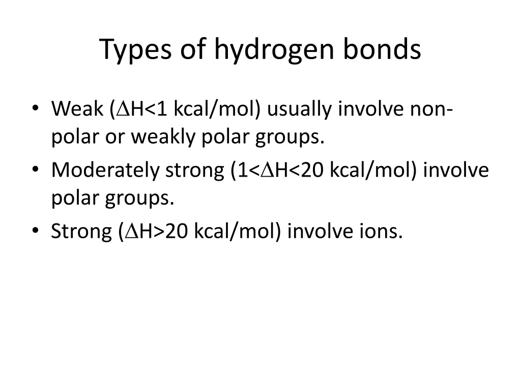 types of hydrogen bonds