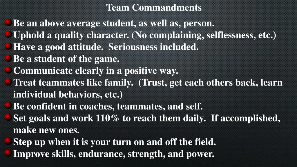 team commandments