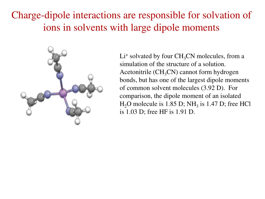 charge dipole interactions are responsible