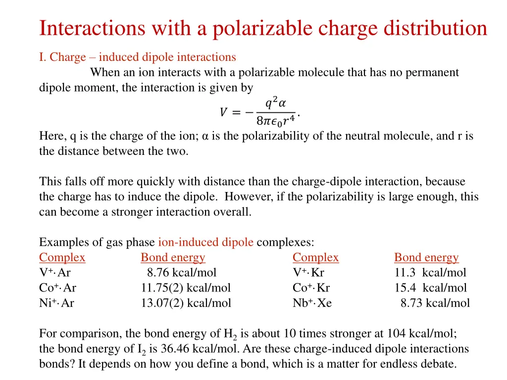 interactions with a polarizable charge