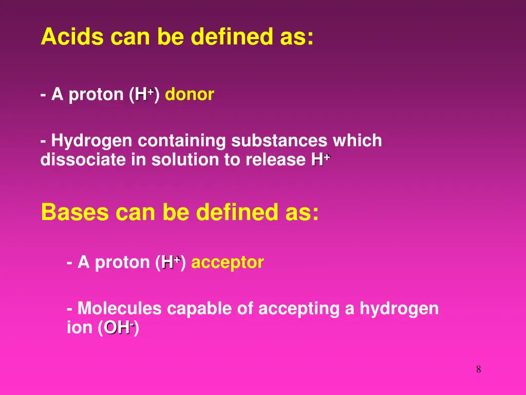 acids can be defined as