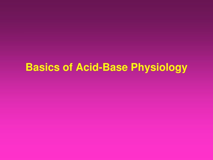 basics of acid base physiology