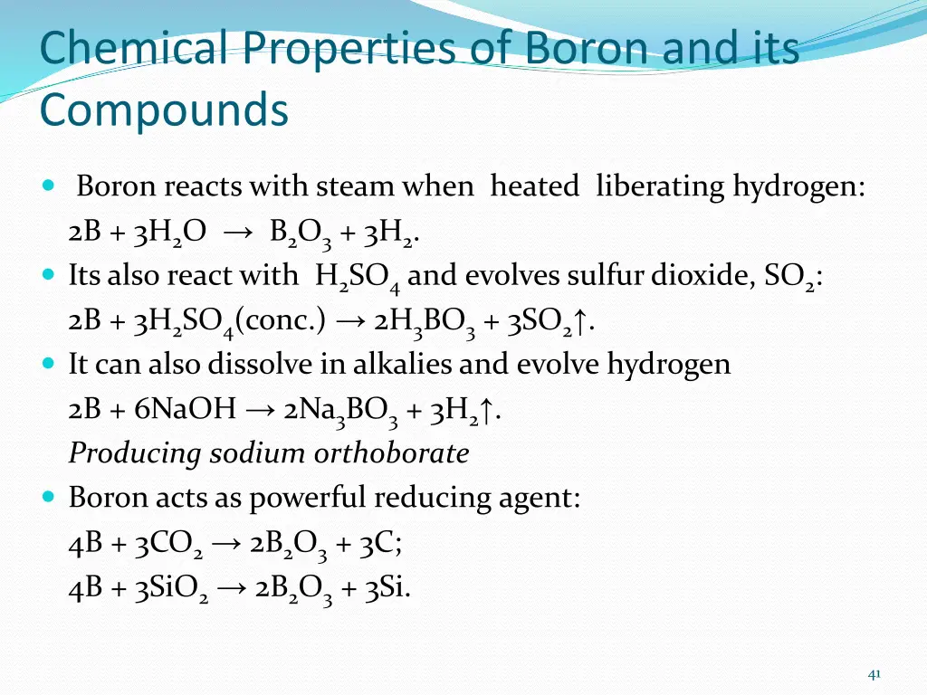 chemical properties of boron and its compounds