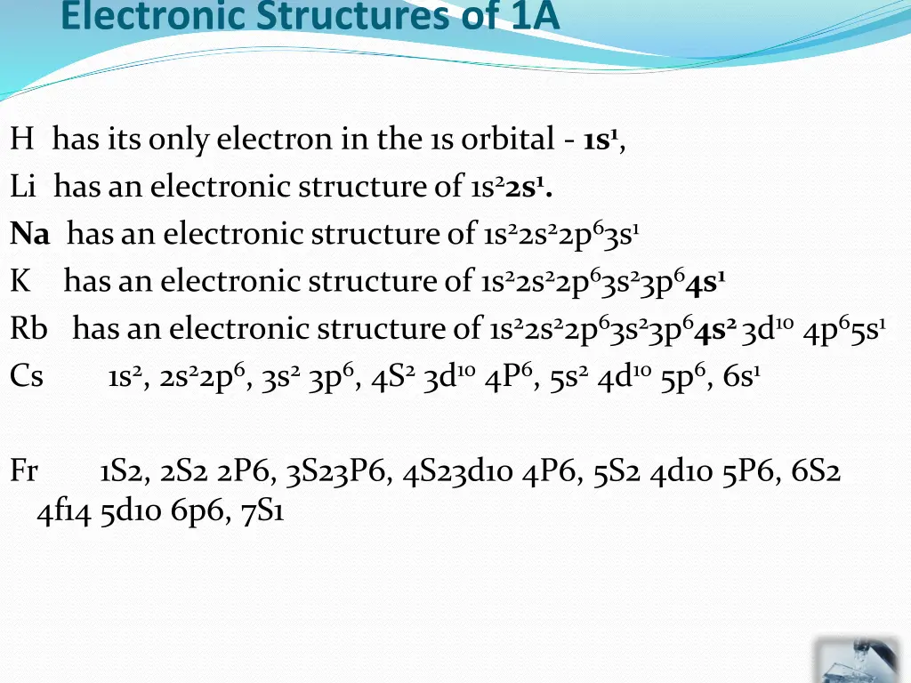 electronic structures of 1a