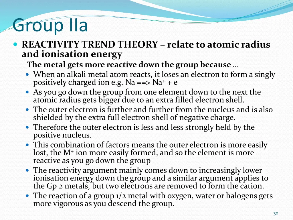 group iia reactivity trend theory relate