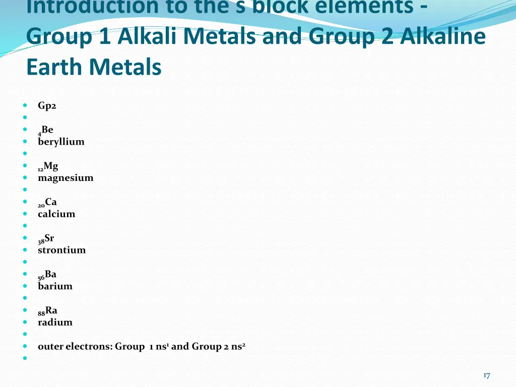 introduction to the s block elements group 1