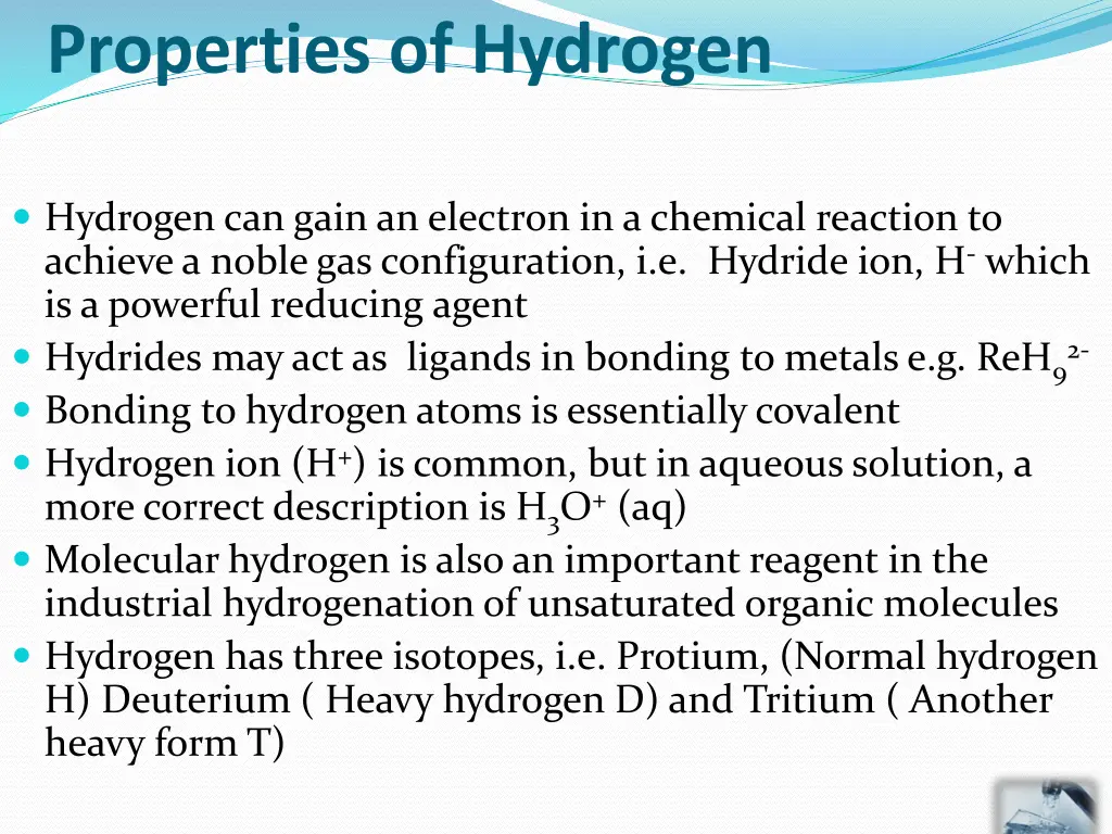 properties of hydrogen 1