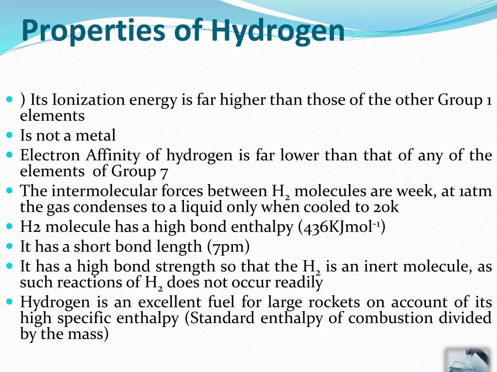 properties of hydrogen