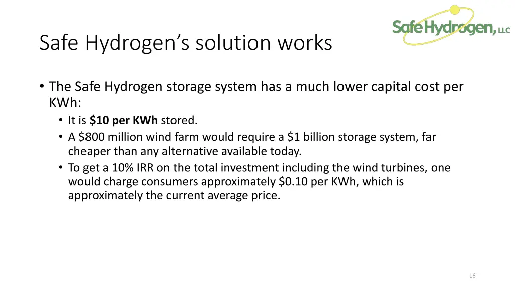 safe hydrogen s solution works