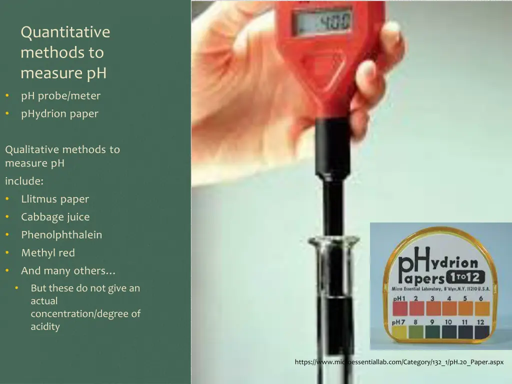 quantitative methods to measure ph