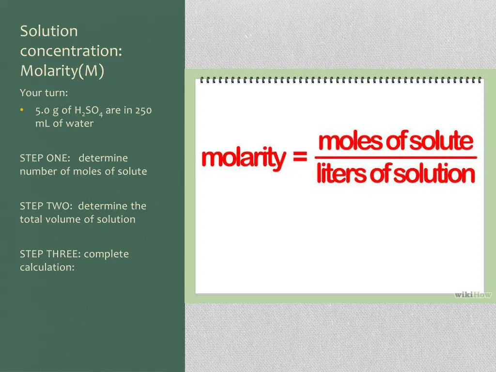 solution concentration molarity m 1